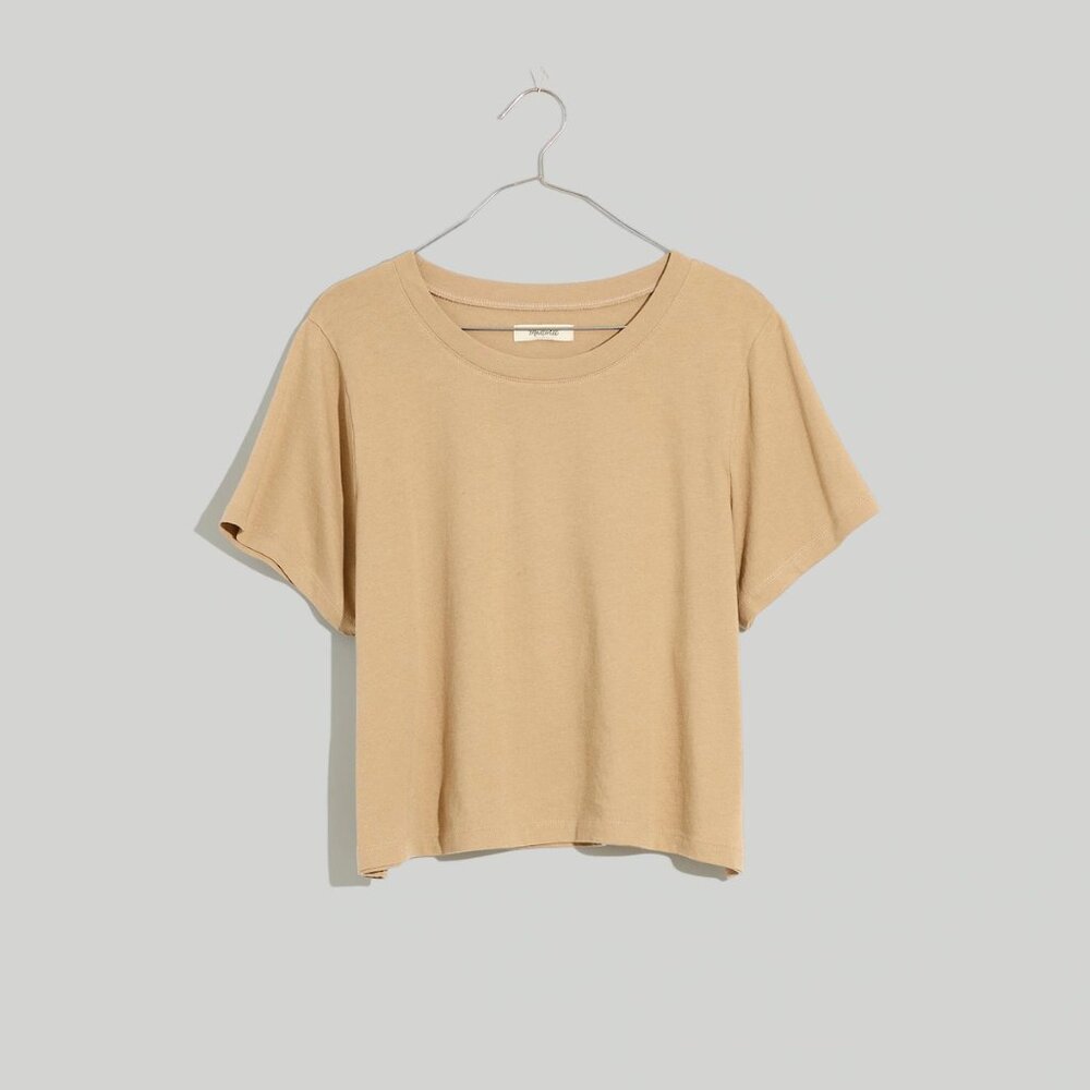 [NWT] Madewell Cropped Cotton Tee in Light Khaki
